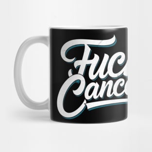 funny fuck ovarian cancer teal ribbon gift cancer survivor Mug